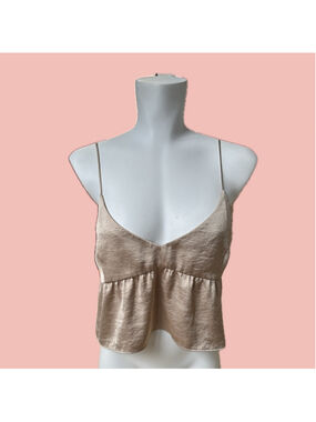 Wilfred Satin Babydoll Cami Size 6 – Taupe Flowy Cropped Tank Y2K